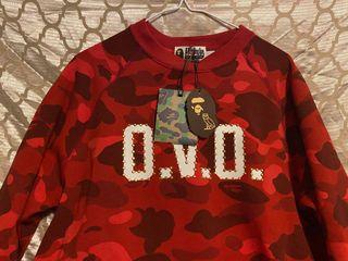 OVO x Bape red crew neck