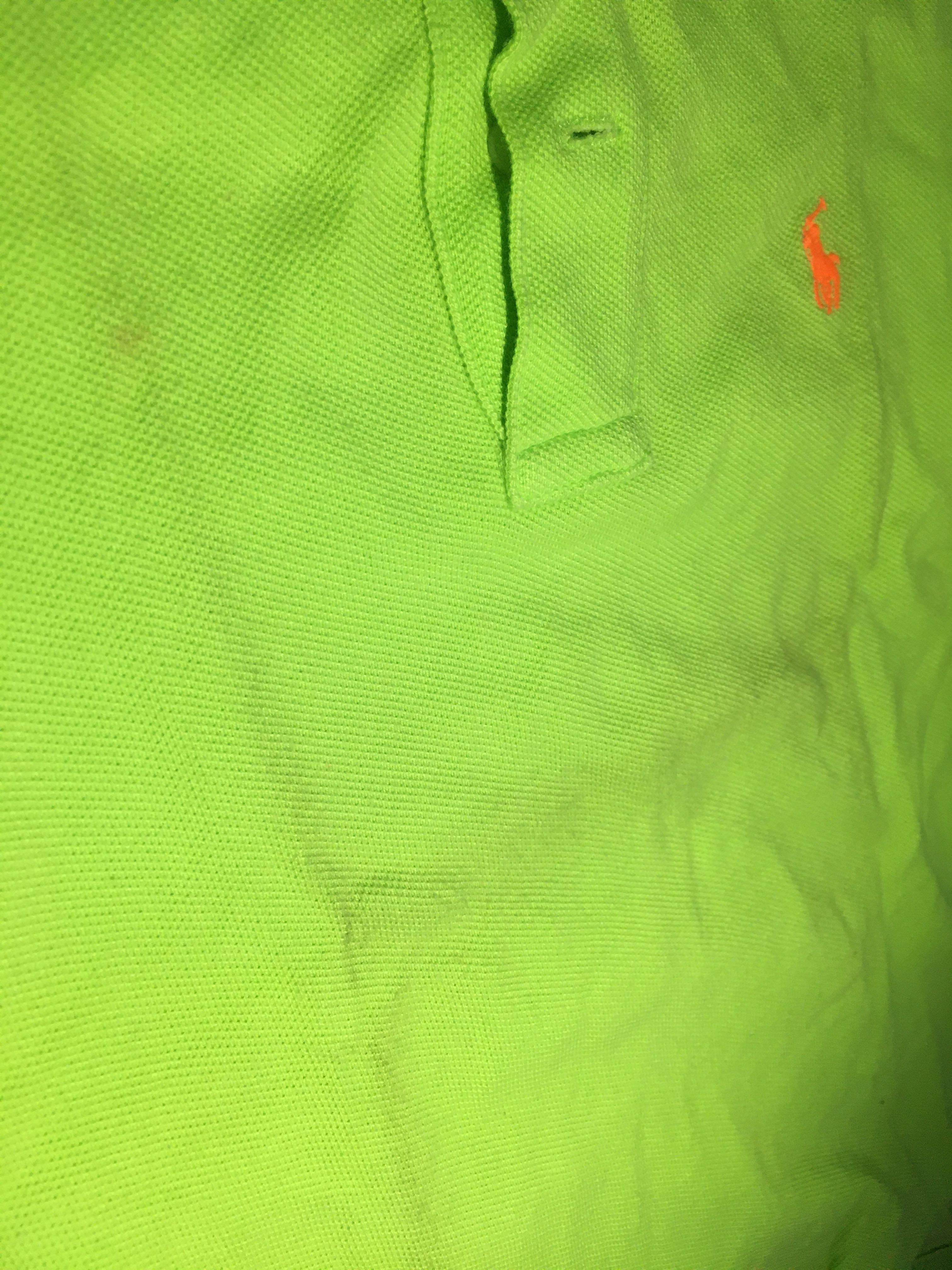Polo shirt for 3 years old (Category: Babies & Kids Fashion) located in Mandaluyong City. Submitted by prelovedhappyjam (Listing ID 1060778995, Image 2). Description: Selling as set of 2. Please mind the dirt from storage for the green shirt..