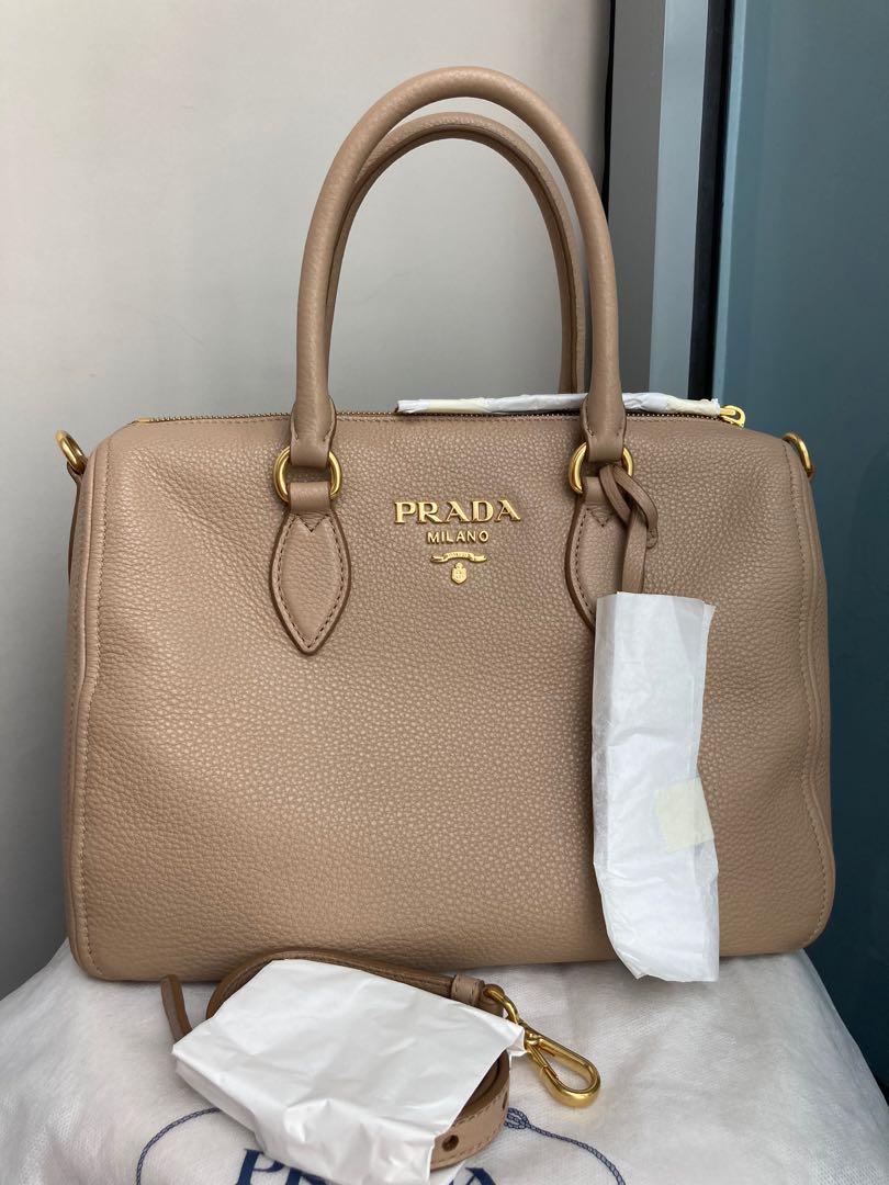 Prada pebbled leather tote hotsell
