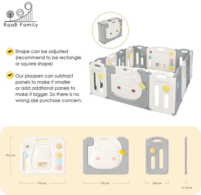 RaaB™ Family Raccoon Playpen Playard Play Fence Safety Gate Non Toxic