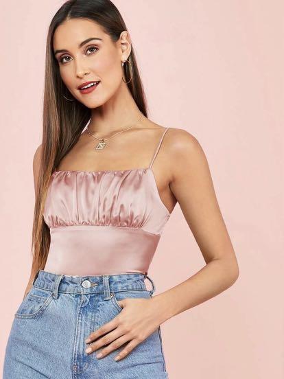 satin cami crop top