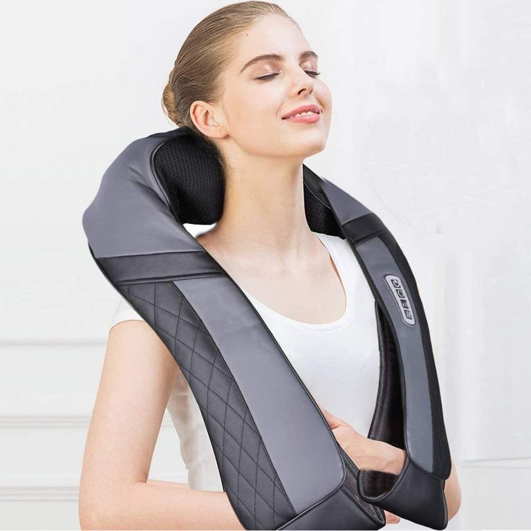 Comfier Shiatsu Shoulder & Neck Massager with Heat, 4D Deep Kneading Back  Massager Gifts for Men Women