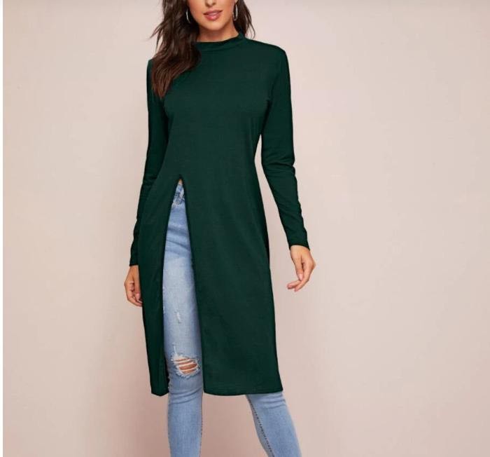 Solid side split longline tee Clearance