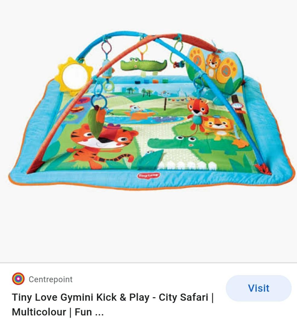 Tiny Love Gymini Kick & Play Safari Mat (Category: Cots & Cribs) located in Manila. Submitted by msjds08 (Listing ID 1060800865, Image 2). Description: Slightly used 8.5/10 condition due to storage only complete accessories, working kick pad (batteries not included).