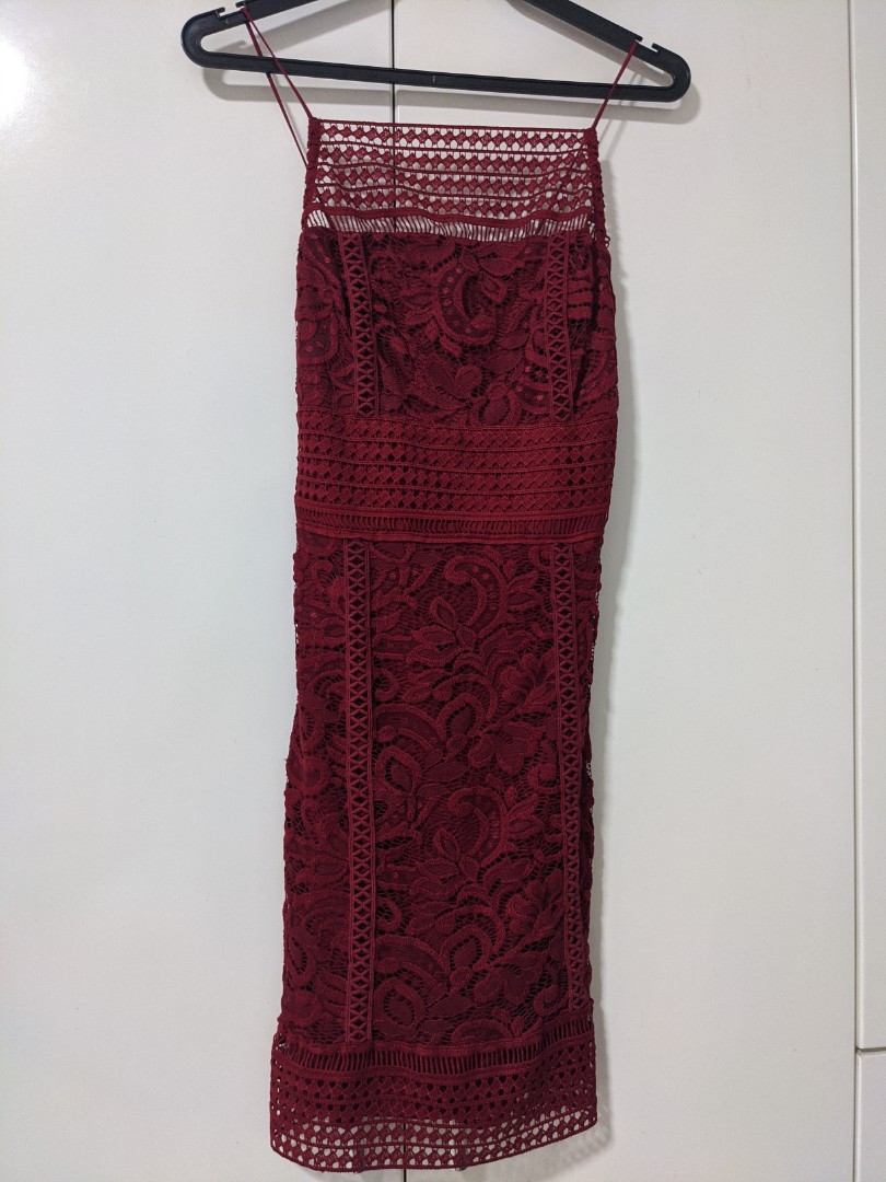 Topshop Red Burgundy Lace Dress Women s Fashion Tops Sleeveless