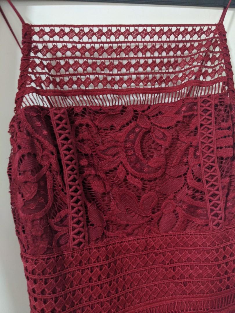 Topshop burgundy lace dress cheap
