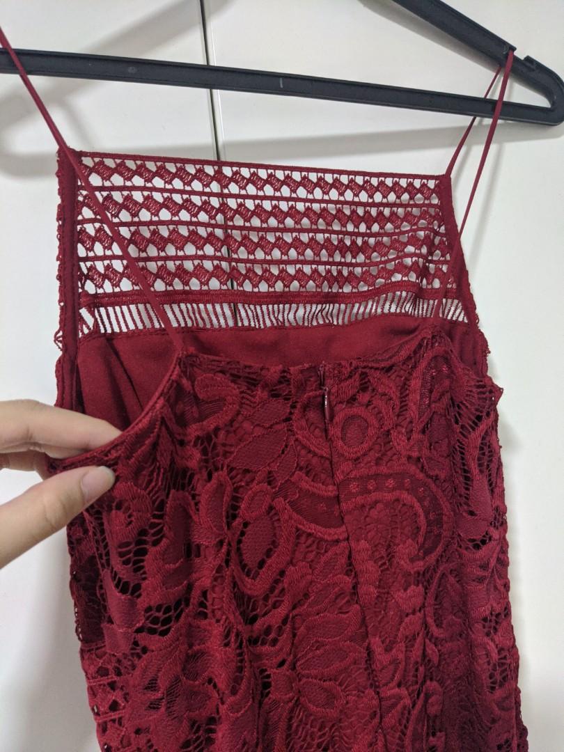 Topshop burgundy 2025 lace dress