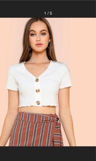 White Ribbed Cropped Crop Top