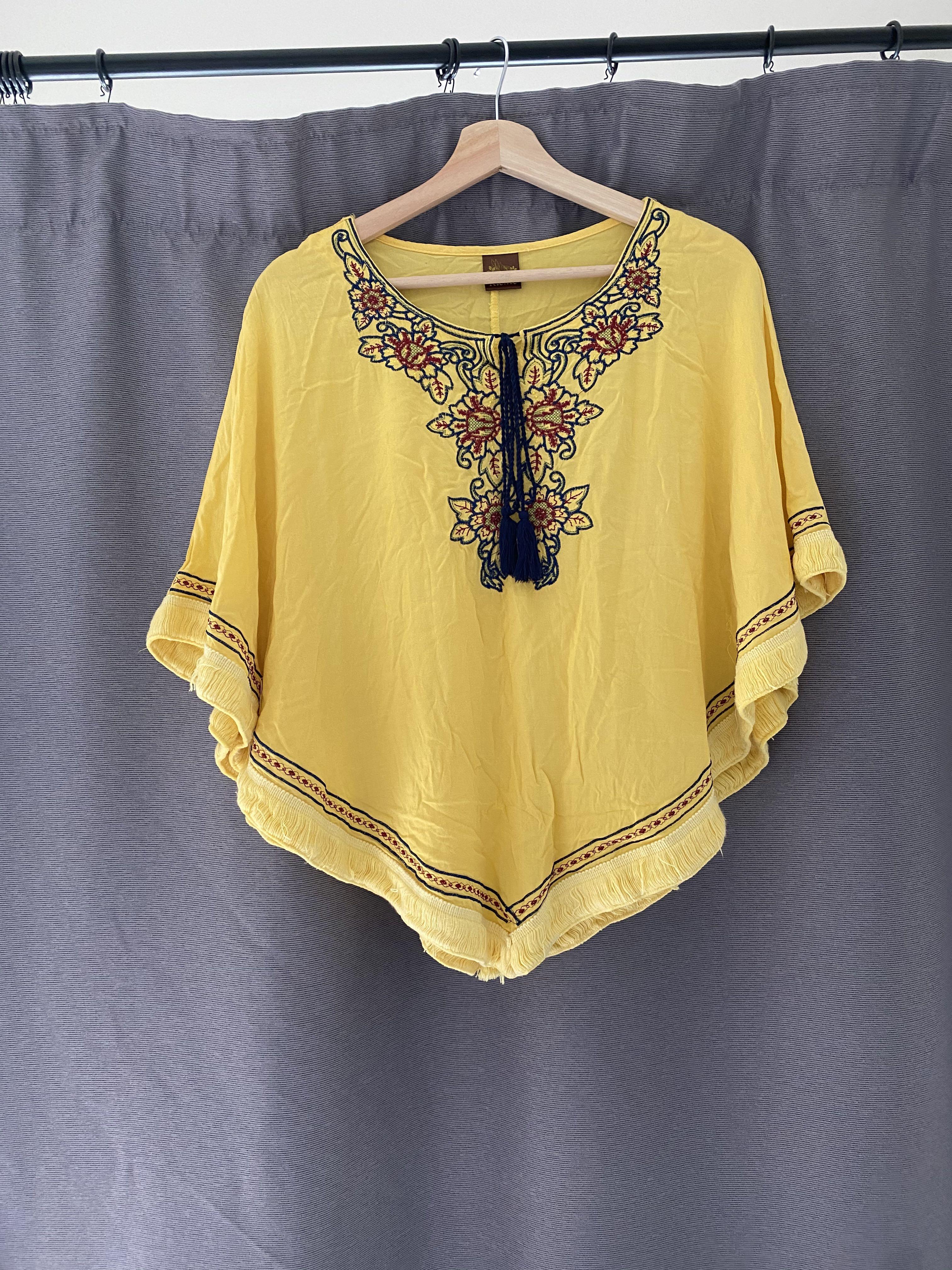 yellow embroidered top