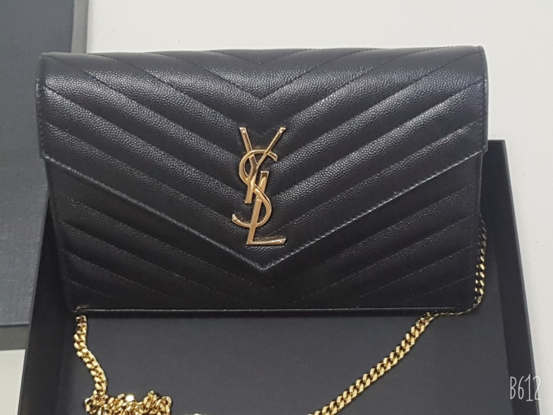 ysl gold wallet on chain