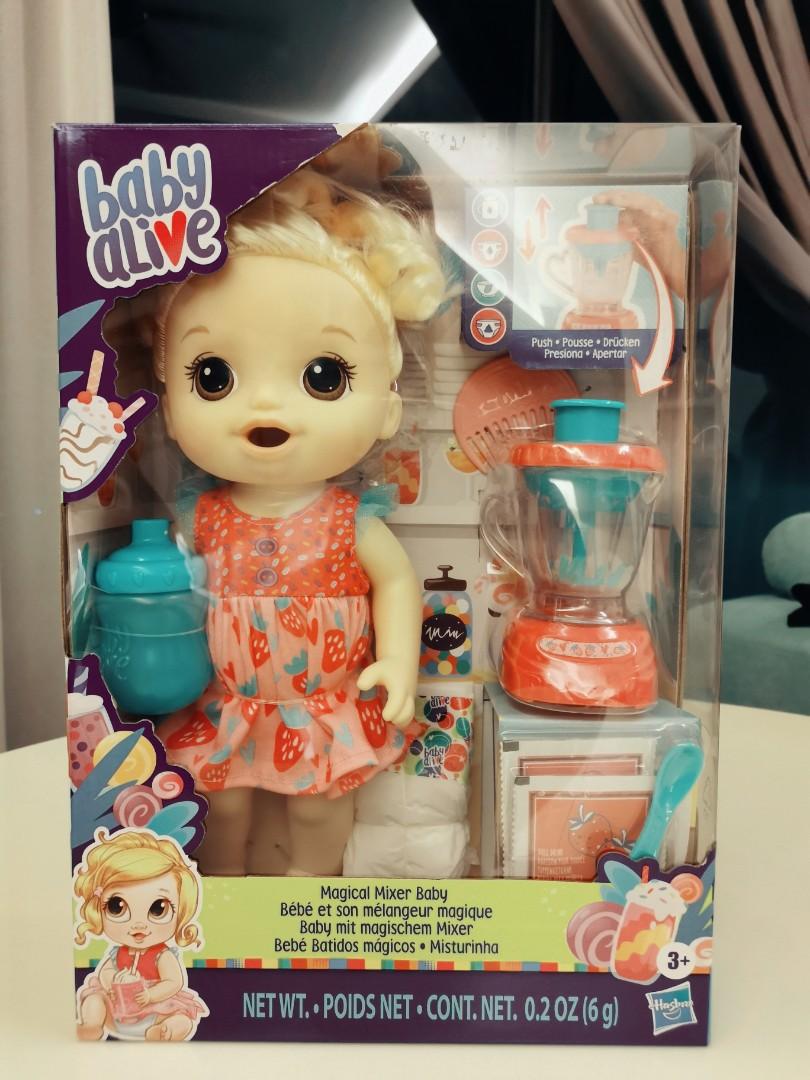 Baby Alive Magical Mixer Baby Doll, Strawberry Shake, Doll with Toy Blender, Baby Doll Set for Kids 3 and Up, Blonde Hair