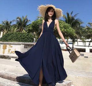 Bareback Midnight Blue Maxi Dress