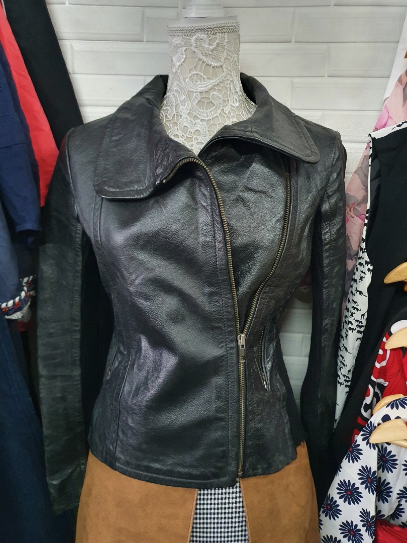 Bcbg Leather Jacket Women S Fashion Coats Jackets And Outerwear On Carousell