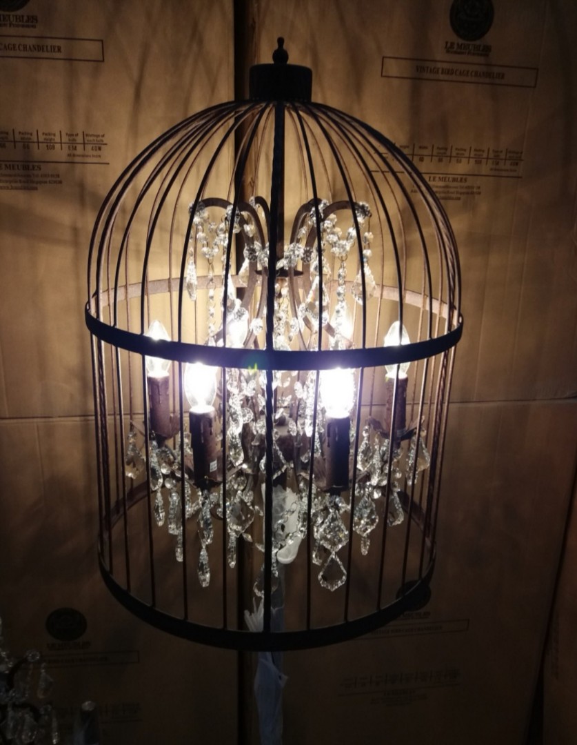 Bird cage floor lamp (half price), Furniture & Home Living, Home Decor