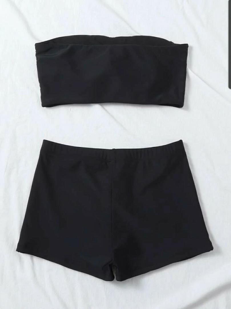 Black Bikini Shorts Swimsuit, Women's Fashion, Swimwear, Bikinis