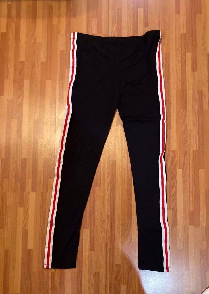 Black leggings with red stripe down the side store