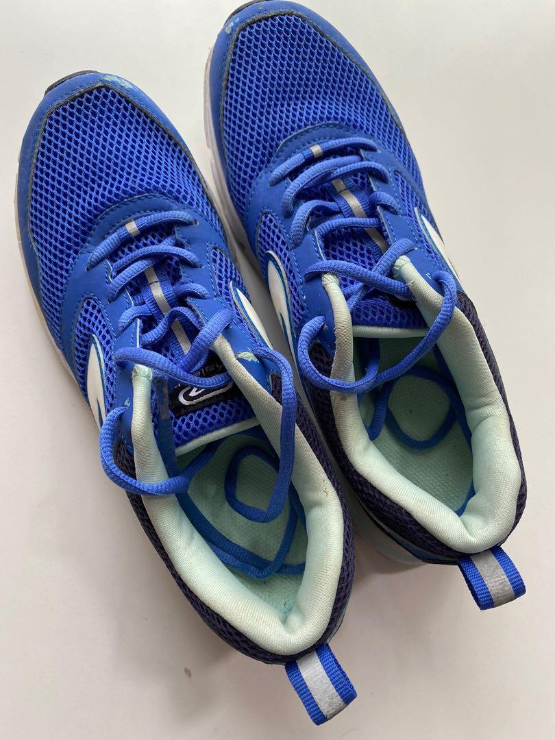 bright blue running shoes