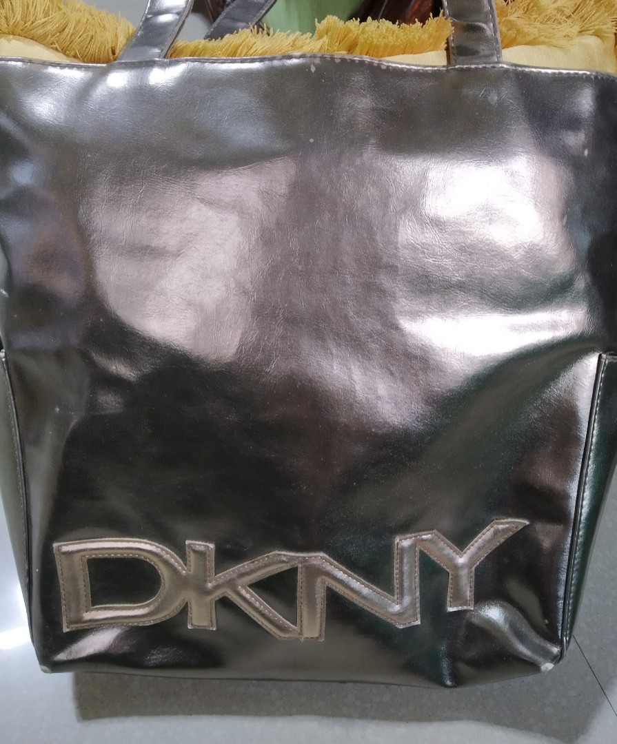 dkny silver tote bag