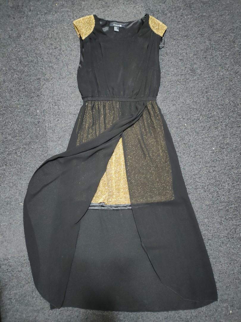 Black and gold dress forever 21 clearance