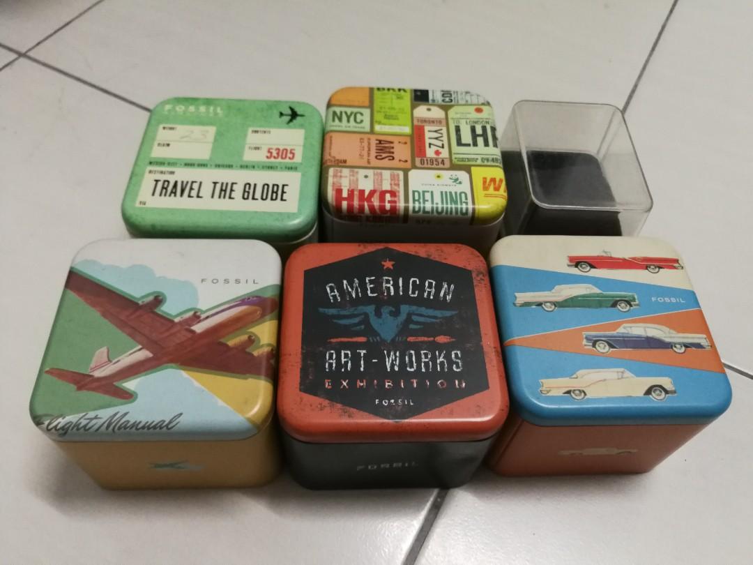6 x Fossil Tin watch box, Everything 