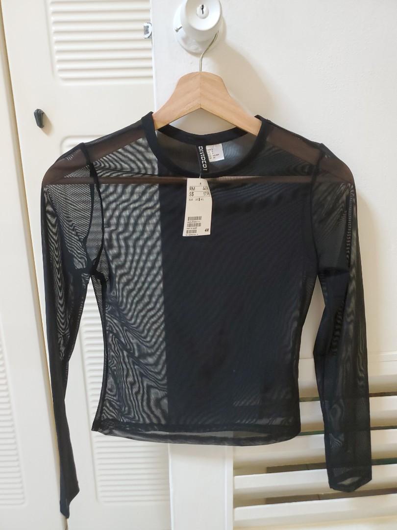 sheer black top h&m