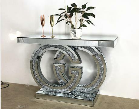 Po Gg Crushed Diamond Mirrored Hallway, Console Table Mirrored