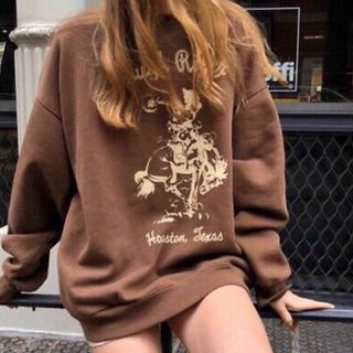 Brandy Melville Archer Sweatshirt In Brown Women S Fashion Clothes Outerwear On Carousell Fabrics 66% cotton, 34% polyester. carousell