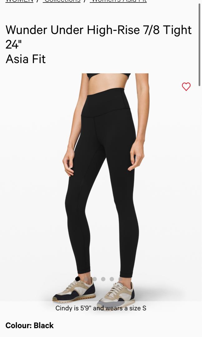 Lululemon Wunder Under Asia Fit in Black SIZE S