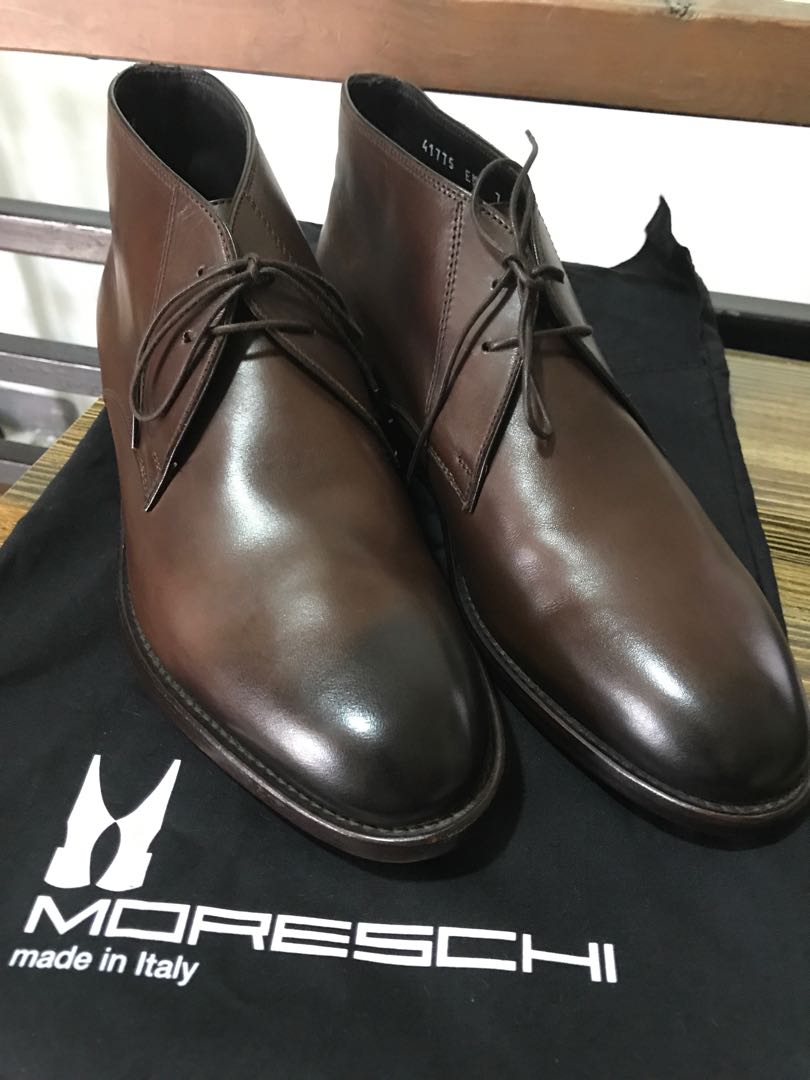 Moreschi (Authentic) made in Italy dress boots/chukka boots/dress shoes/  leather shoes (8US), Men's Fashion, Footwear, Dress Shoes on Carousell