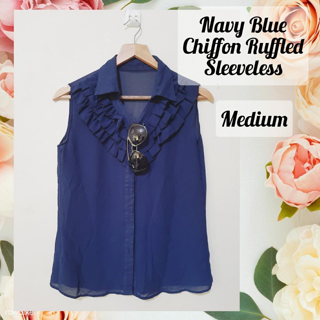 navy blue sheer top