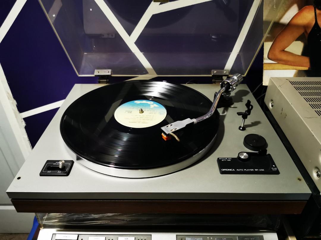 Optonica (sharp) RP-456 turntable (Category: Portable Music Players) located in Caloocan City. Submitted by Lan_cab (Listing ID 1060963327, Image 2). Description: Optonica (sharp) RP-456 turntable Belt drive Semi automatic ( w auto return) All original (headshell, cart, stylus) Good working condition Made in japan Ac 100v P6,700.