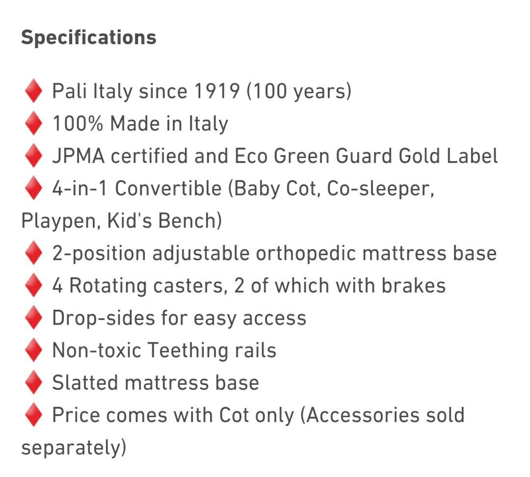 Pali Ciak 4in1 Convertible Baby Cot 120x60cm (100 Made in Italy