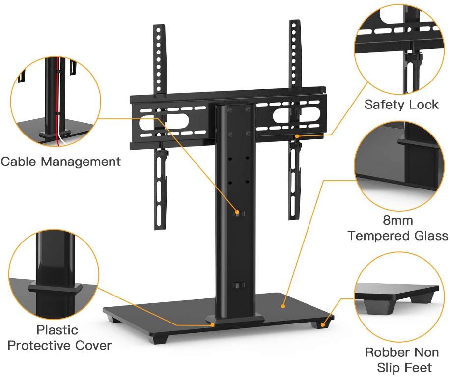 Perlegear Table Top TV Stand for 26"55" TVs Holds 40 KG Max