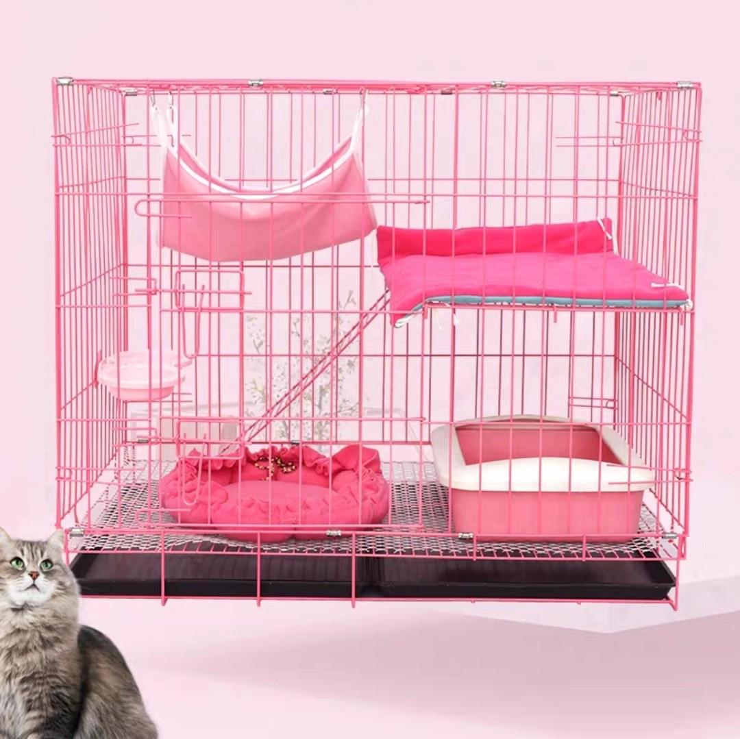 Pink cat cage big sangkar kucing 85x60x70cm, Pet Supplies, Pet -
saangkar kucing beg