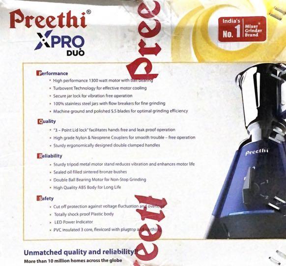preethi xpro duo mg 198 mixer grinder