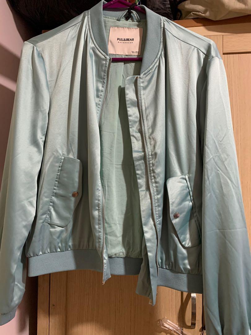 mint green biker jacket