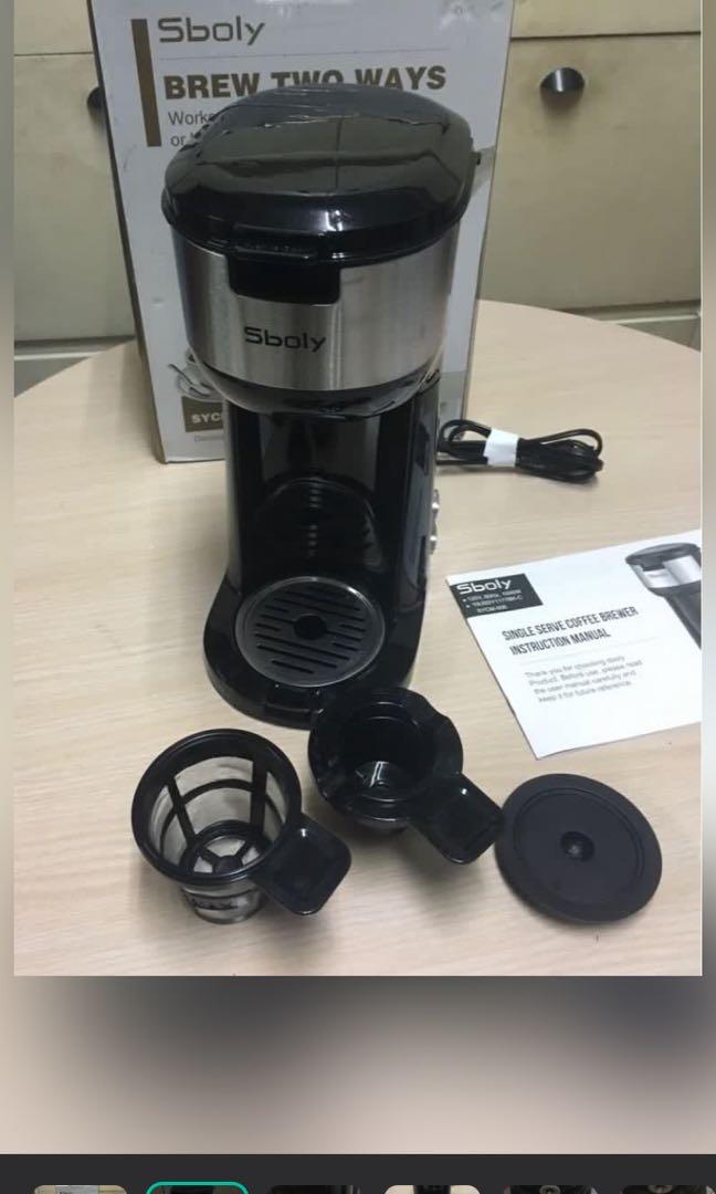 Sboly 3000 grind & brew automatic single serve coffee maker + mug