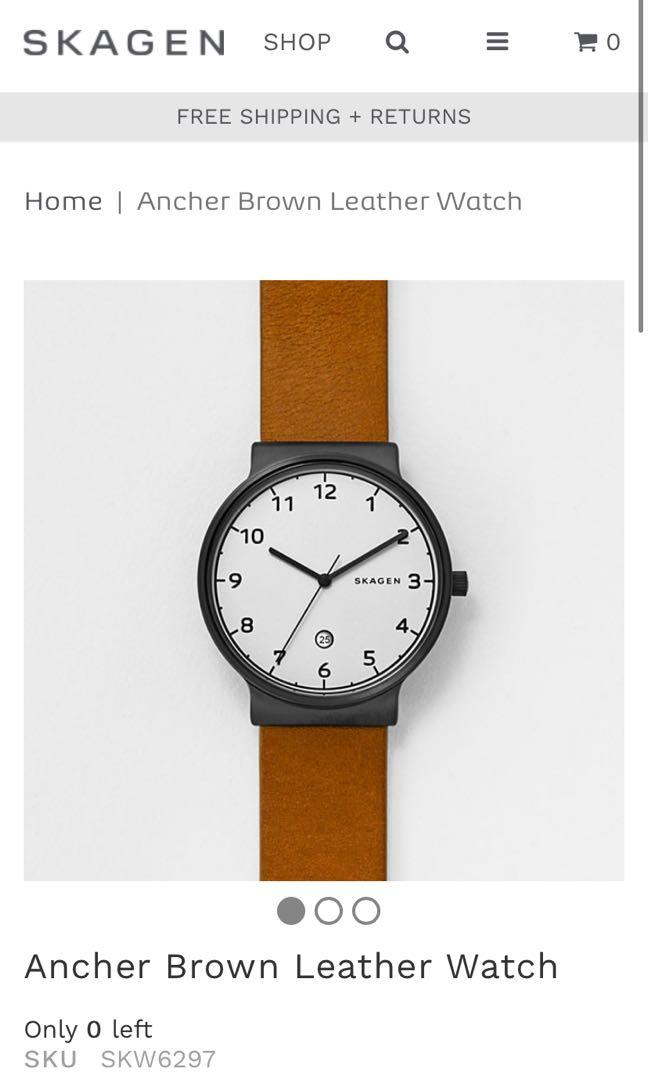 Ancher cognac 2025 leather watch