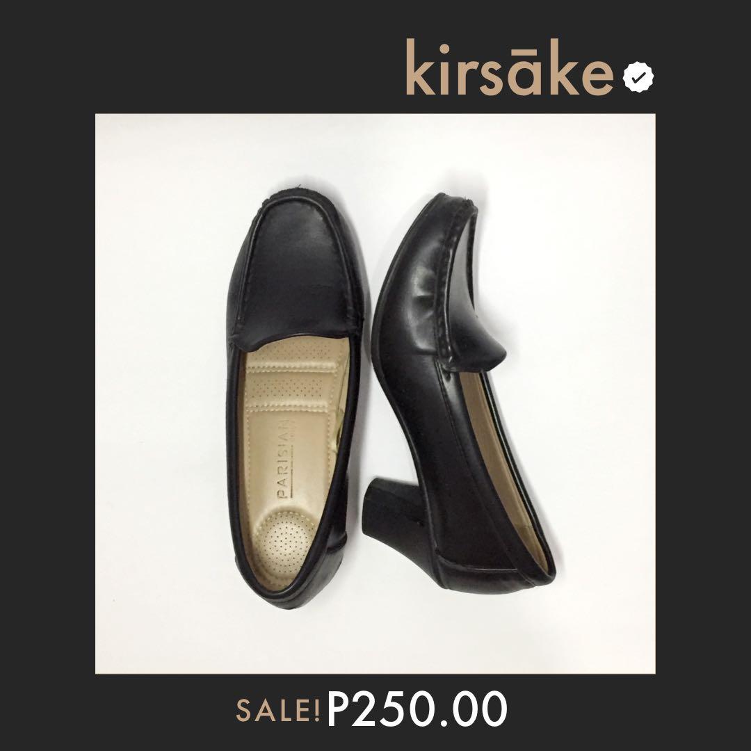 Closed black leather shoes sale