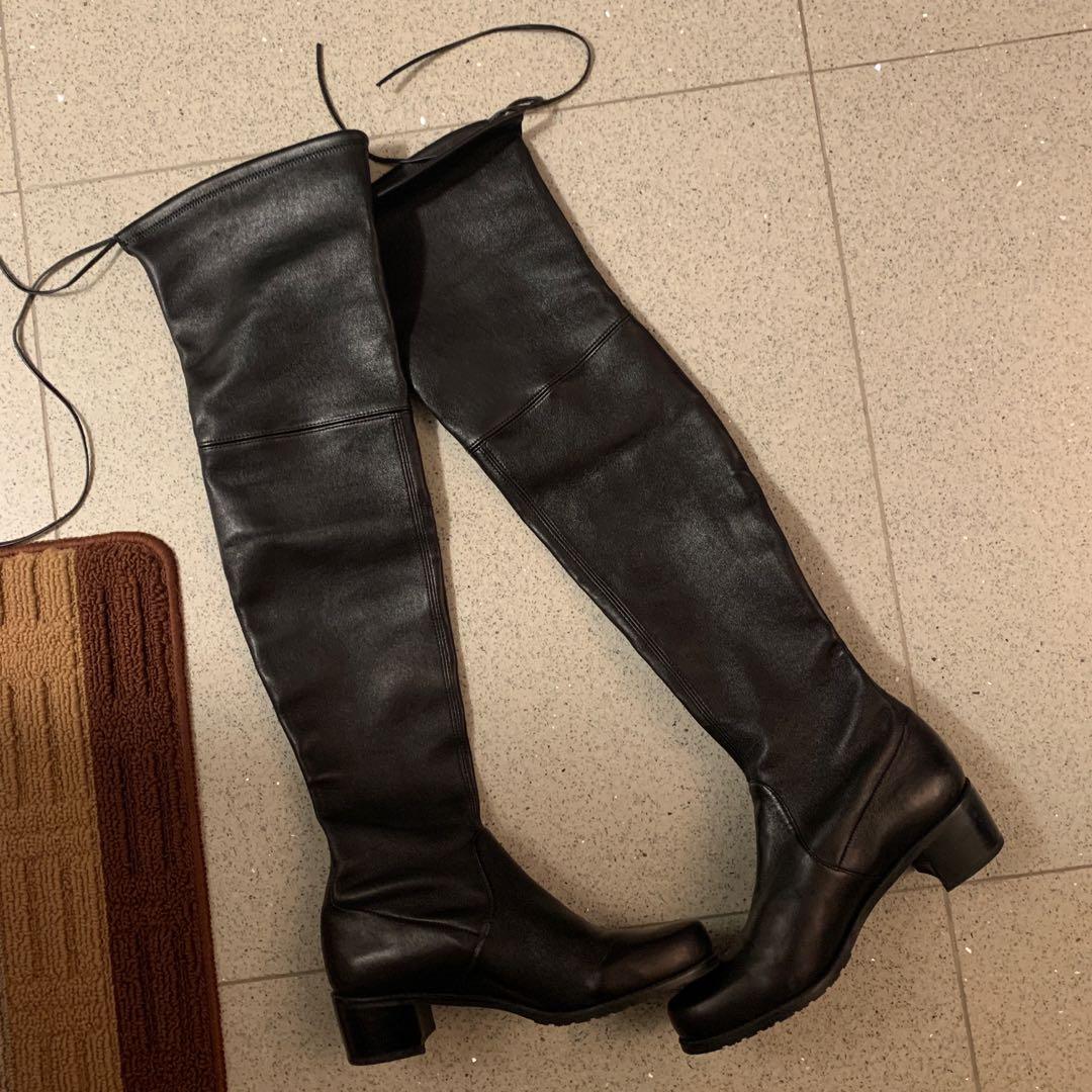 Stuart Weitzman Midland leather boots, 女裝, 鞋, 靴- Carousell