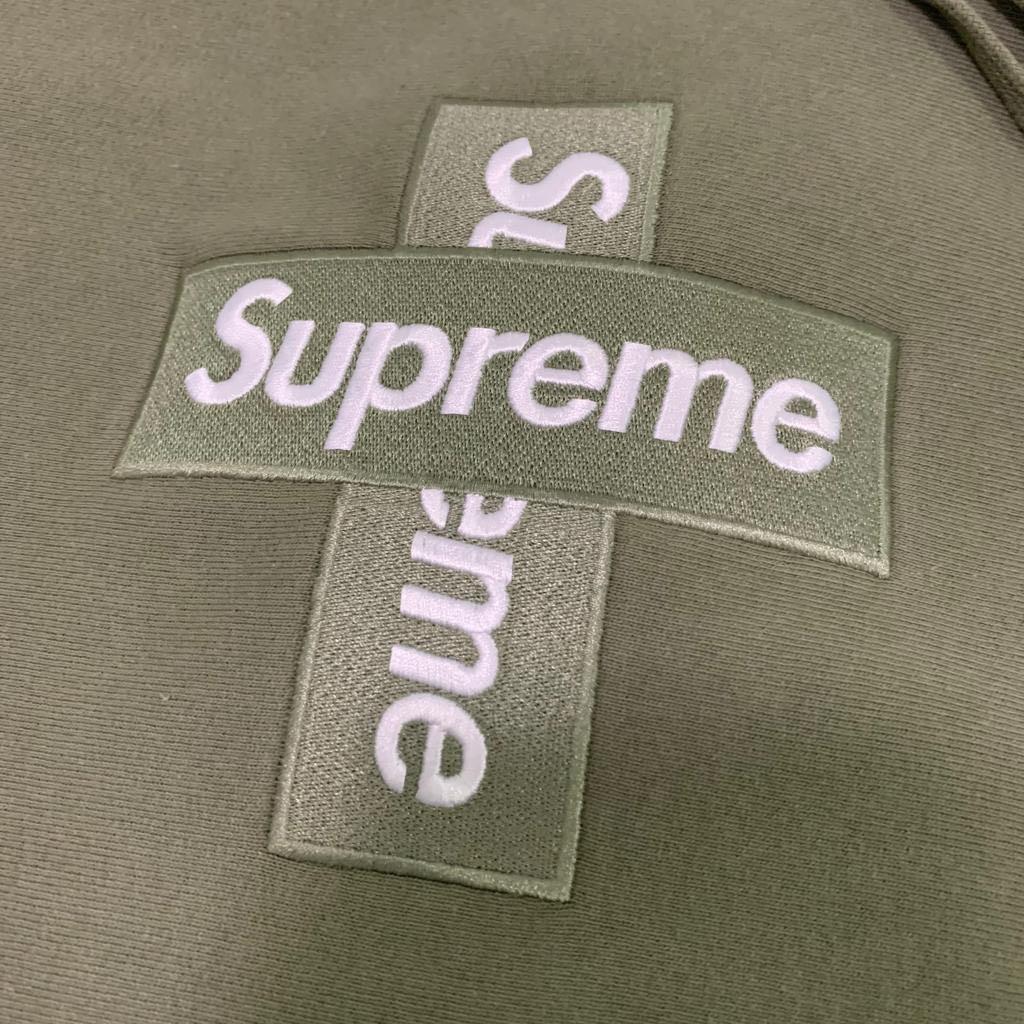 Clearance] Supreme Cross Box Logo Hooded Sweatshirt Light Olive