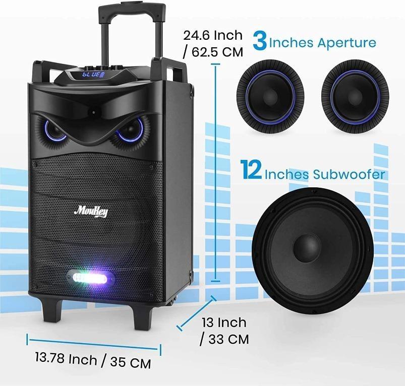 T1004 Moukey Portable Pa Speaker System Karaoke Machine Peak Power 650w 12 With Wireless Microphones Vhf Aux And Dj Light Effect For Mp3 Phone Tv Mts12 1 Electronics Others On Carousell