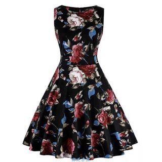 Vintage Hepburn Style Floral Dress