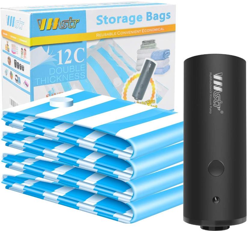 Vacuum travel bags with pump clearance