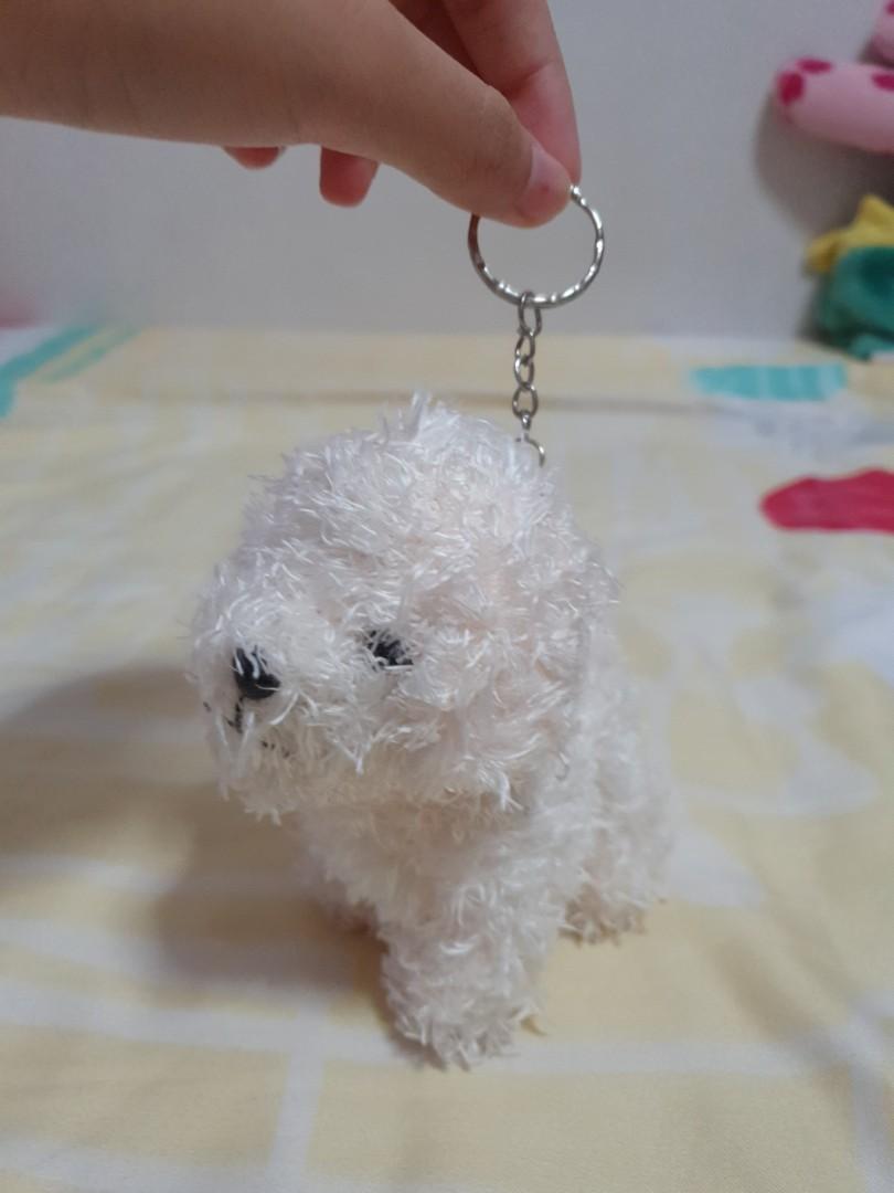White sales fluffy keychain
