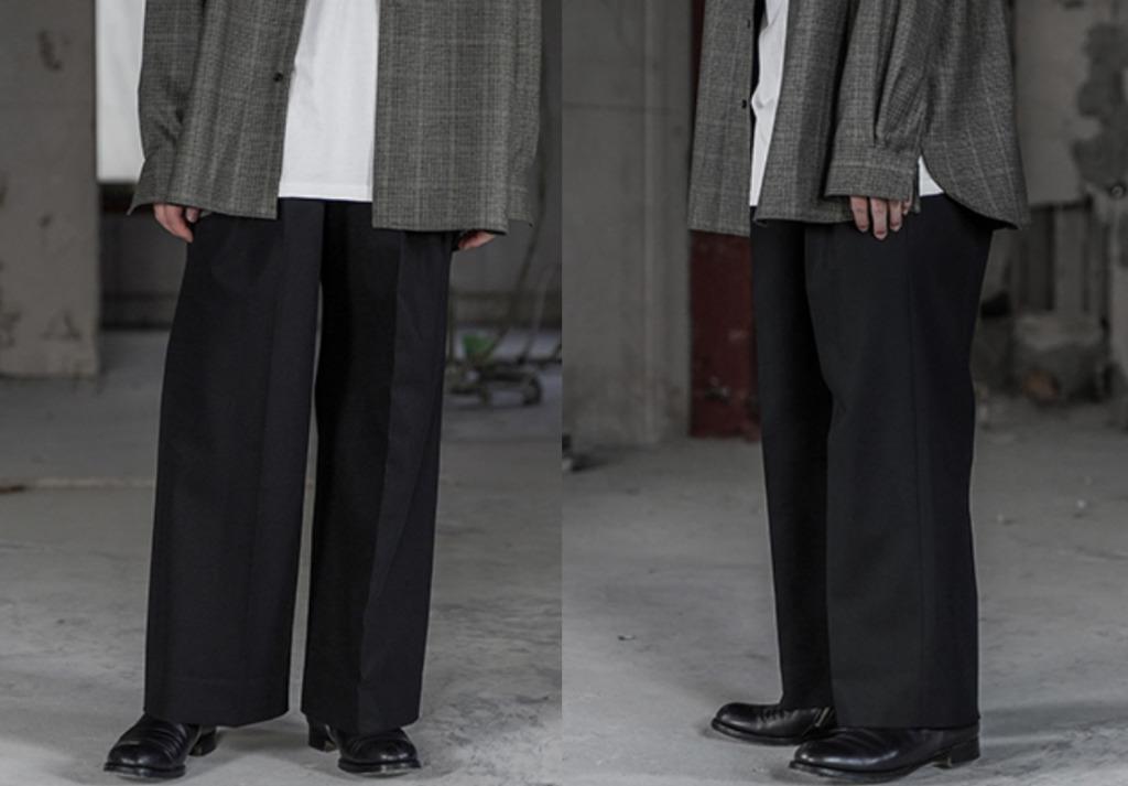 YOKE 20AW 2tuck Wide Gurkha Trousers (Black), 男裝, 褲＆半截裙