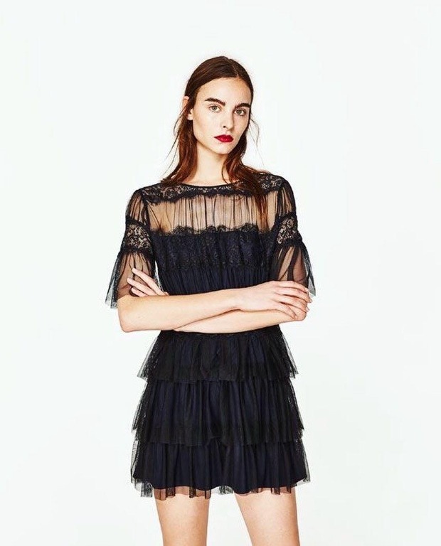 Zara black mesh dress store