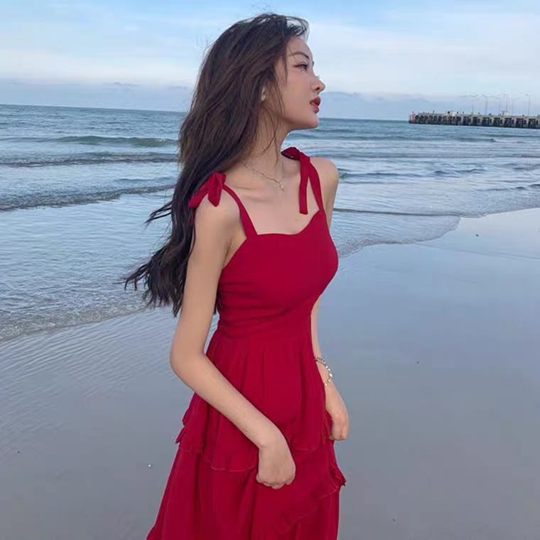 Red maxi beach dress on sale