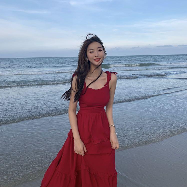Red beach dress maxi 2025