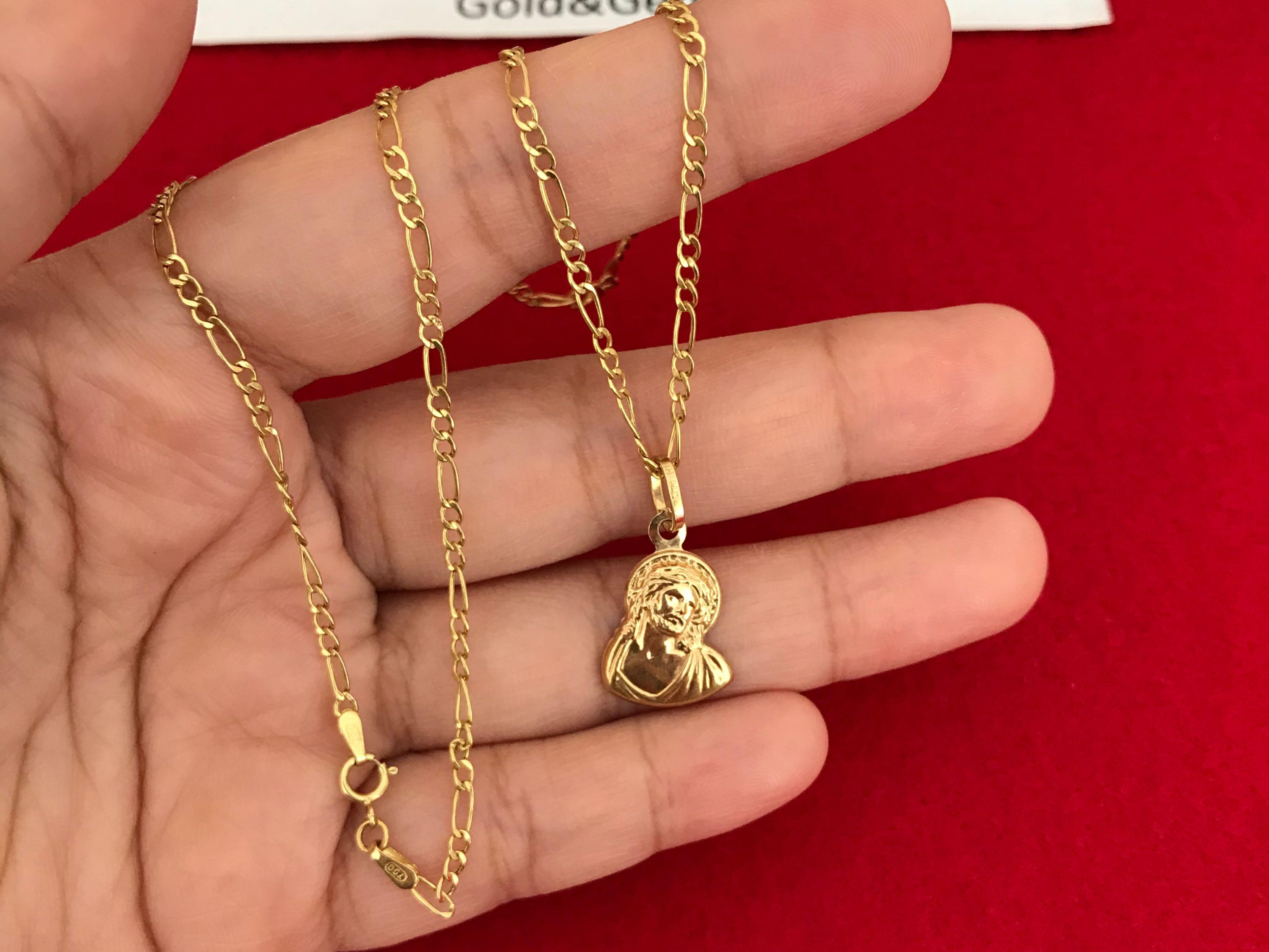 18K 750 Genuine Gold Jesus Necklace Women s Fashion Jewelry
